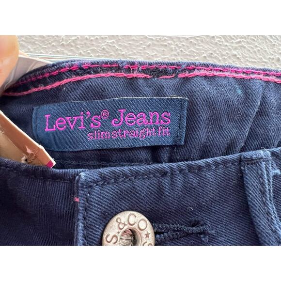 NWTs Children Girls Levi Jean Navy Blue Slim Straight Fit Jeans Size 16 Regular - Picture 3 of 16